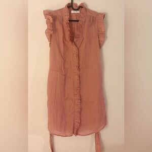 Frame Retail $398 Lauren Ramie Mini Dress - Terracotta  Medium